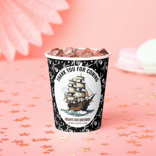 Gobelets En Papier Ahoy ! Pirate Ship 8e anniversaire (Insitu)