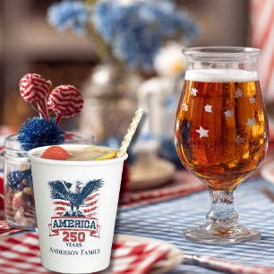 Gobelets En Papier Aigle Américain Patriotique Joyeux 250e Anniversai