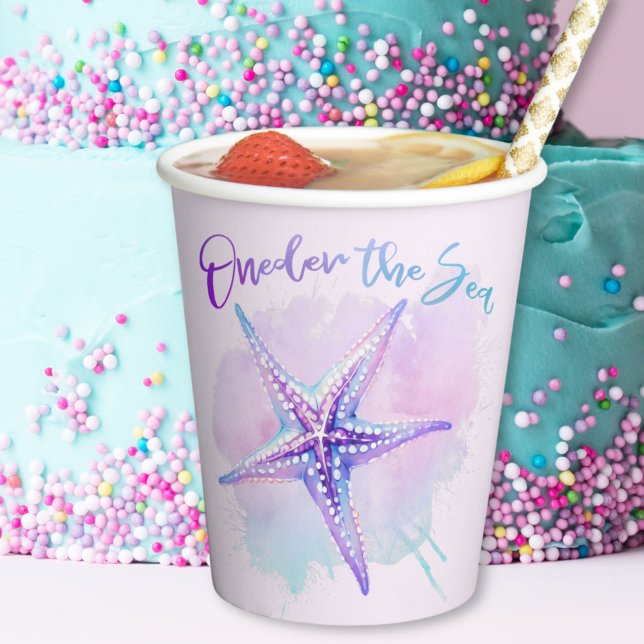 Gobelets En Papier Aiguilles de mer Iridescentes pourpre "Oneder" (Iridescent Purple Starfish Oneder Sea Cups)
