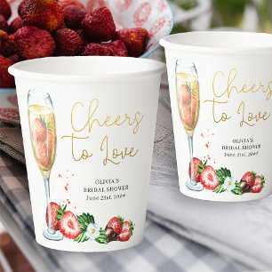 Gobelets En Papier Aimer fraise et champagne