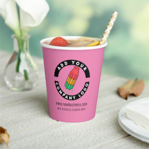 Gobelets En Papier Ajouter le site Web ou le nom commercial du logo d