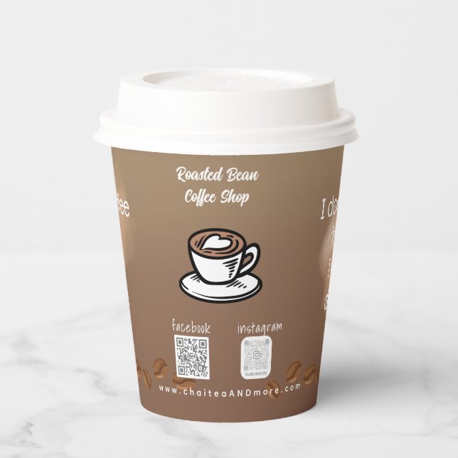 Gobelets En Papier Ajouter QR Code Cups de papier café personnalisé (Gauche)