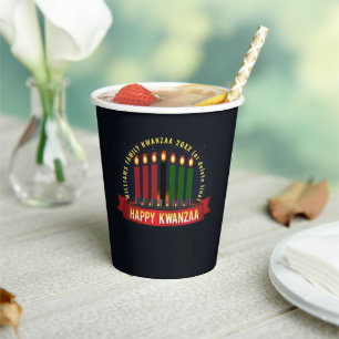Gobelets En Papier Ajouter un nom Année Kwanzaa Bougies