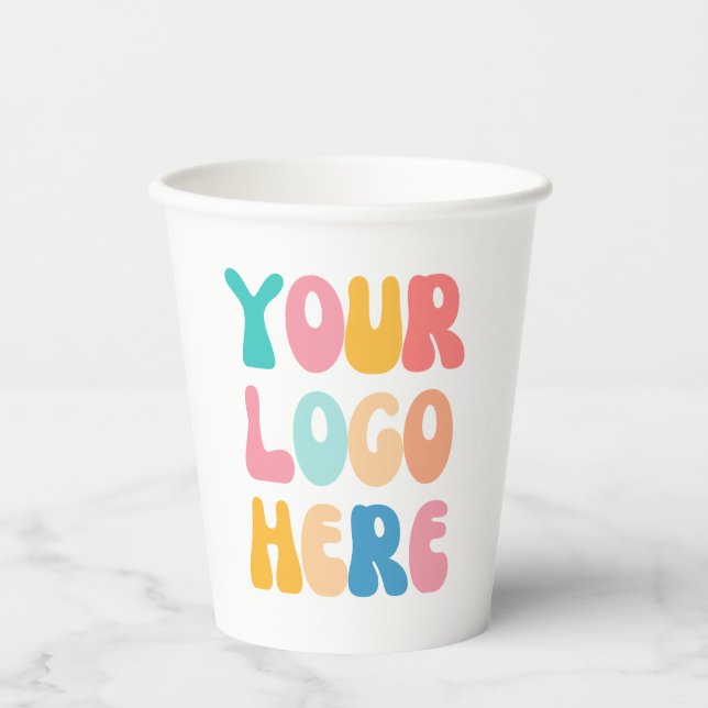 Gobelets En Papier Ajouter votre entreprise Logo Moderne Minimal Simp (Recto)