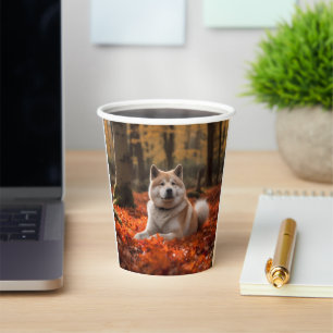 Gobelets En Papier Akita en automne Feuilles automne s'inspire