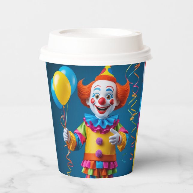 Gobelets En Papier ¡Alegre Payaso de Fiesta! (Recto)
