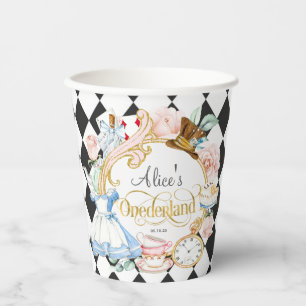Gobelets En Papier Alice à Onederland, fille 1er anniversaire Coupes 