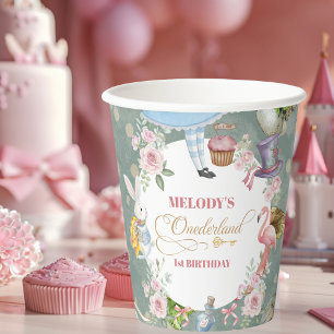 Gobelets En Papier Alice au pays des merveilles Vintage 1er anniversa