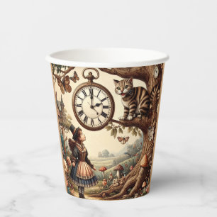 Gobelets En Papier Alice et Chat du Cheshire : Fantaisie Merveilleuse
