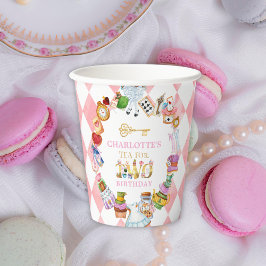 Gobelets En Papier Alice in Wonderland 2nd birthday Pink 
