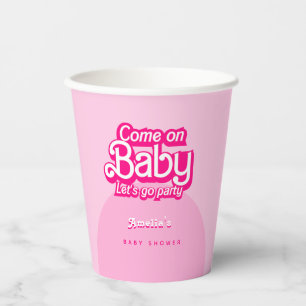 Gobelets En Papier Allons faire la fête Baby shower rose