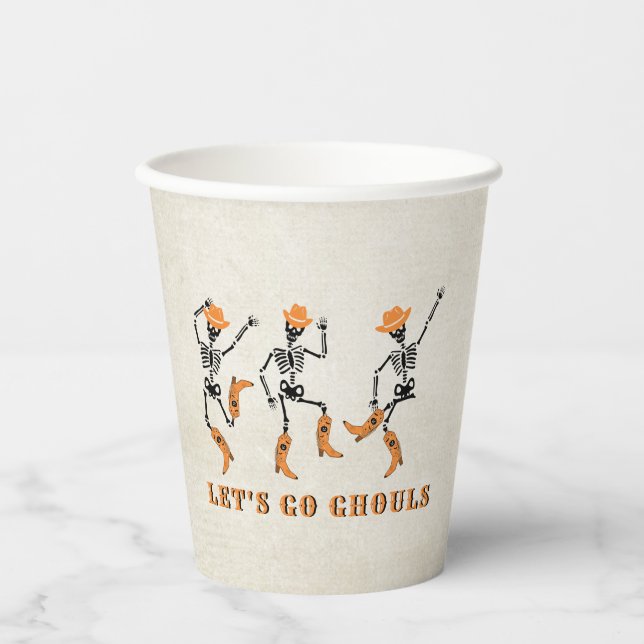 Gobelets En Papier Allons Gouls Halloween Skeletons Cowboy (Recto)
