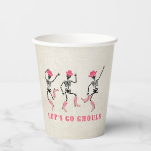 Gobelets En Papier Allons Gouls Halloween Skeletons Pink Cowgirl