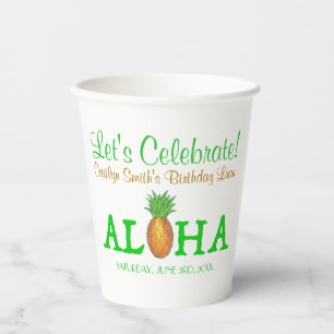 Gobelets En Papier ALOHA Bonjour Tropical Hawaii Hawaii ananas Hawaii