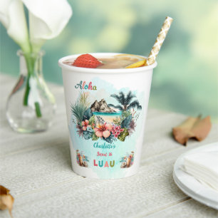 Gobelets En Papier Aloha Luau Tropical Island Beach Sweet 16 Party
