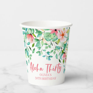 Gobelets En Papier Aloha Trente Coupes de papier pour l'anniversaire 