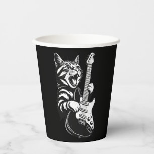 Gobelets En Papier Amour de musique cool Chat rock jouant de la gui