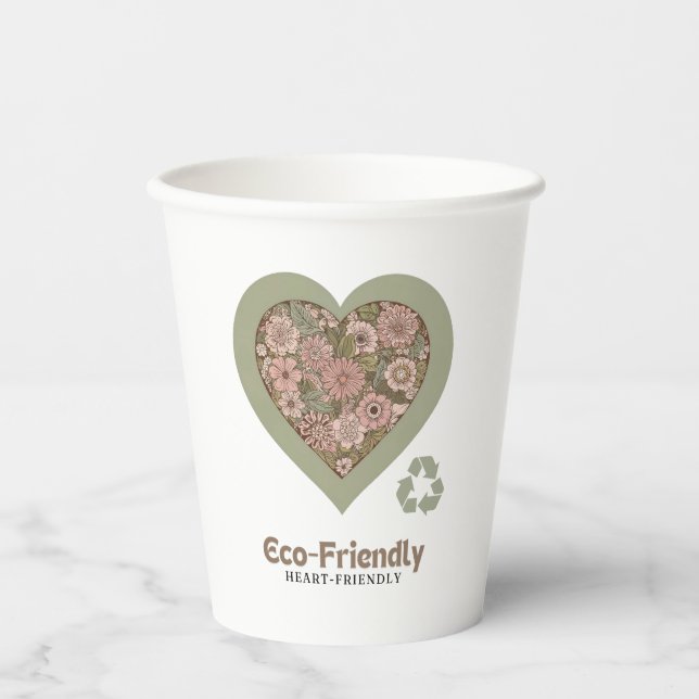 Gobelets En Papier Amour Éco et Coeur (Recto)