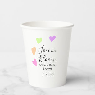 Gobelets En Papier Amour en fleurs cœur coloré nom de la fête de mari