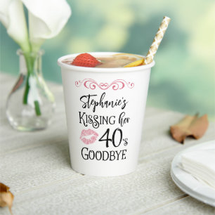 Gobelets En Papier Amusant Anniversaire Embrasser Une Décennie Adieu