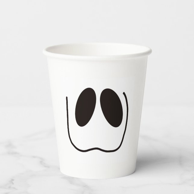 Gobelets En Papier Amusant, éffrayant, visage fantôme à Halloween (Verso)