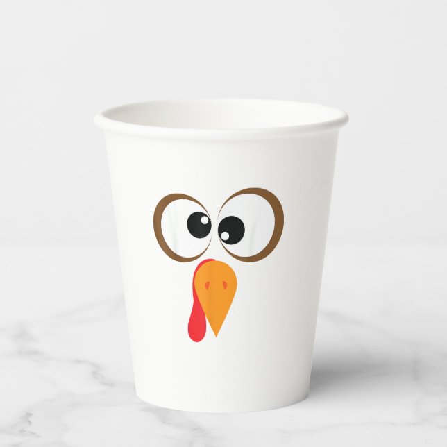 Gobelets En Papier Amusante Famille Turquie Thanksgiving Turquie Face (Recto)
