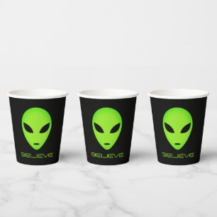 Gobelets En Papier Amusante tête verte alien coutume fête d'anniversa