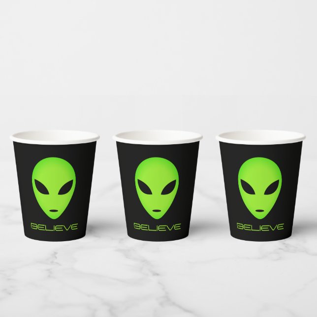 Gobelets En Papier Amusante tête verte alien coutume fête d'anniversa (Multi)