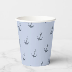 Gobelets En Papier Ancre Blue Sailing Theme   BABY SHOWER
