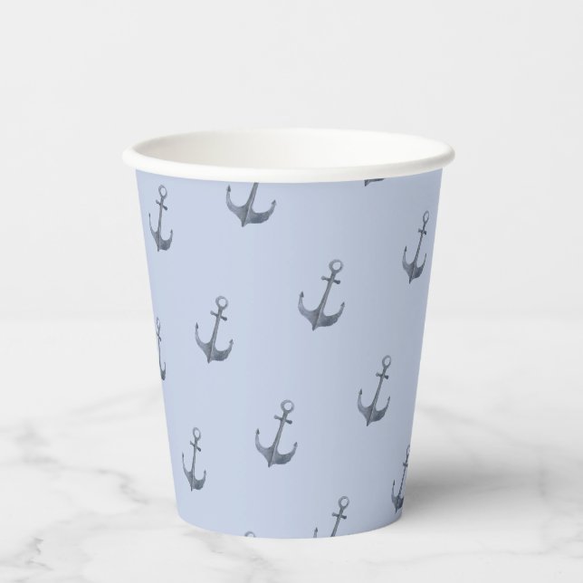 Gobelets En Papier Ancre Blue Sailing Theme | BABY SHOWER (Recto)