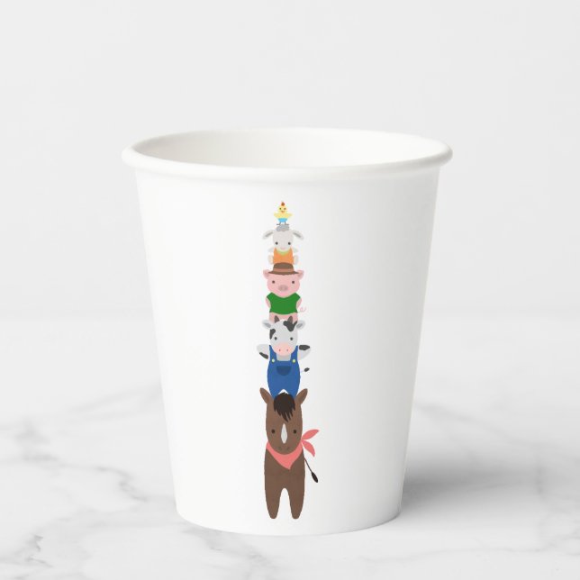 Gobelets En Papier Animaux de ferme Anniversaire Personnalisé (Recto)