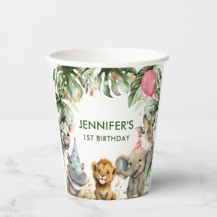 Gobelets En Papier Animaux de fête Jungle 1er anniversaire