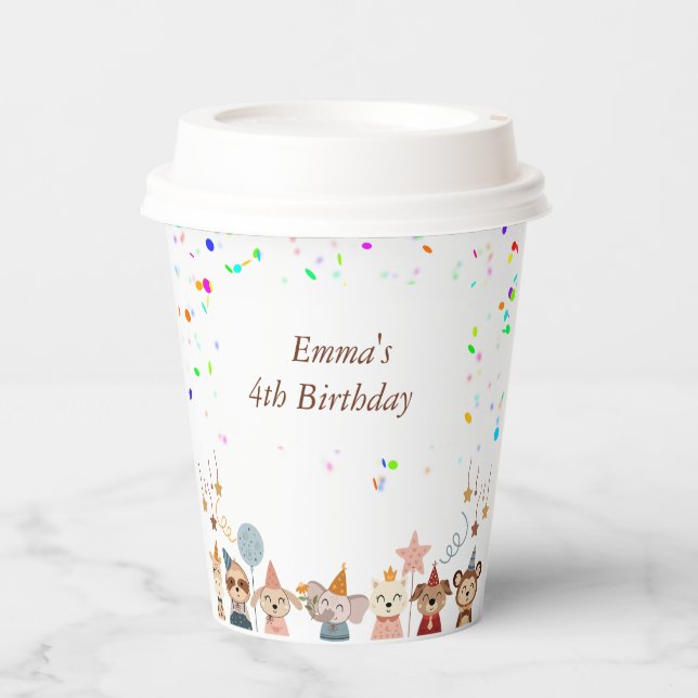 Gobelets En Papier Animaux de fête personnalisables (Recto)