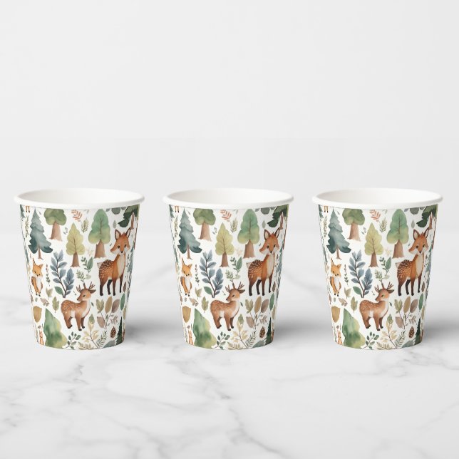 Gobelets En Papier Animaux forestiers des bois (Multi)