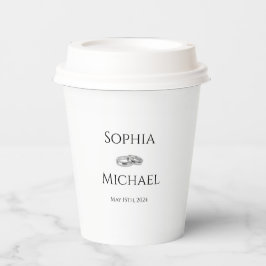 Gobelets En Papier Anneaux Mariages d'affaires blancs et noirs -