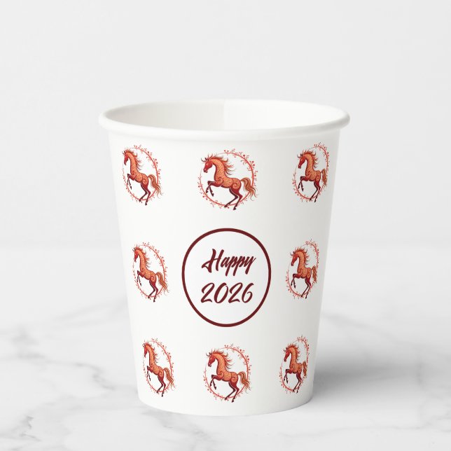 Gobelets En Papier Année du cheval 2026 (Gauche)