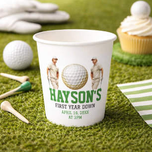 Gobelets En Papier Année écoulée, golf en avant ! Fête de 1er anniver