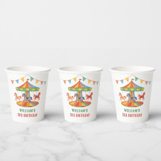Gobelets En Papier Anniversaire adorable du carrousel (Multi)