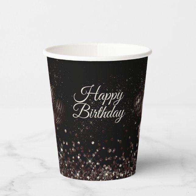Gobelets En Papier Anniversaire Black Parties scintillant Ballons Fêt (Gauche)