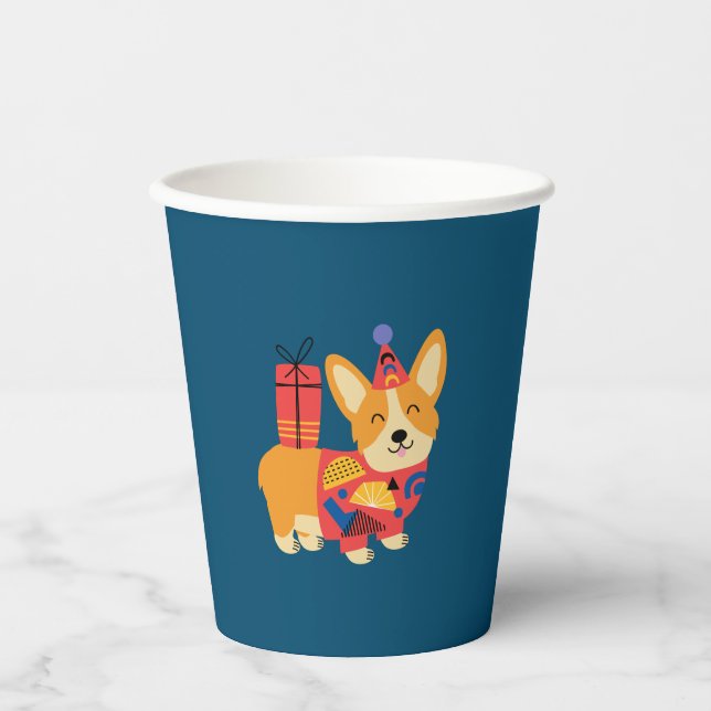 Gobelets En Papier Anniversaire de Corgi (Recto)