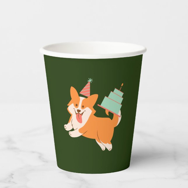Gobelets En Papier Anniversaire de Corgi (Recto)