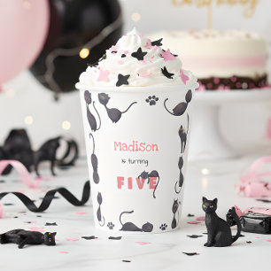Gobelets En Papier Anniversaire de enfant de chat noir