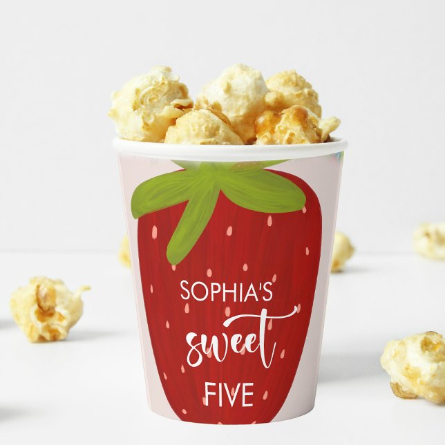 Gobelets En Papier Anniversaire de enfant de fraise sucrée (Créateur téléchargé)