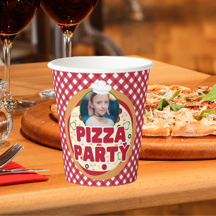 Gobelets En Papier Anniversaire de enfant de la fête de la pizza roug
