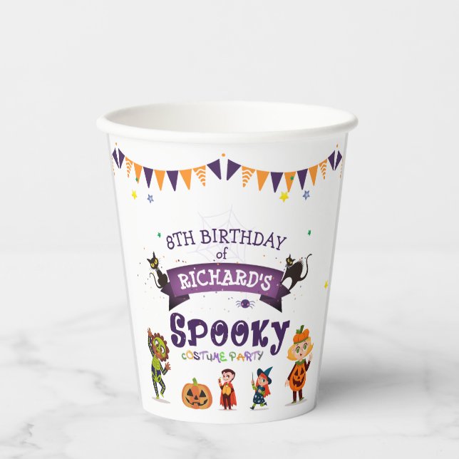 Gobelets En Papier Anniversaire de enfant du costume d'Halloween éffr (Recto)