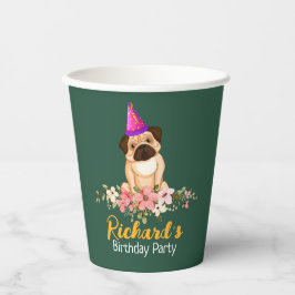 Gobelets En Papier Anniversaire de enfant floral mignon