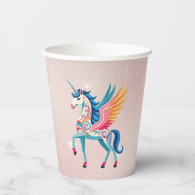 Gobelets En Papier Anniversaire de la licorne de Swirling (Recto)