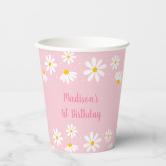 Gobelets En Papier Anniversaire de la marguerite rose