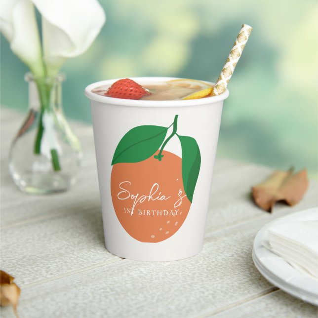 Gobelets En Papier Anniversaire de Little Cutie Moderne Orange (Insitu)