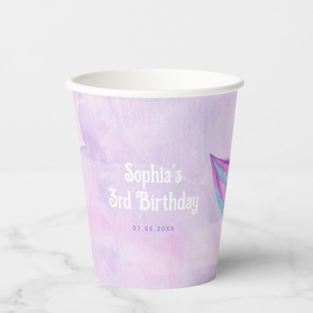 Gobelets En Papier Anniversaire de Mermaid (Recto)